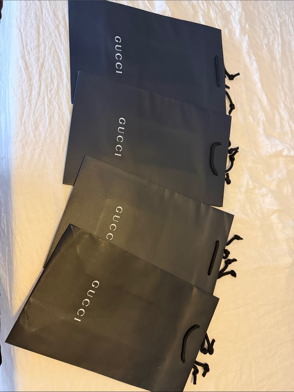 Gucci Black Paper Shopping Bags with White Logo - Set of 4
